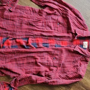 Lucky Brand red and blue checkered flannel